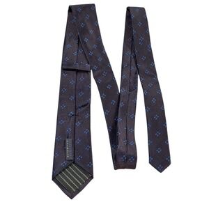 CALIBRATE Silk‎ Jacquard Geometric Pattern Men's Necktie Dark Brown Blue
